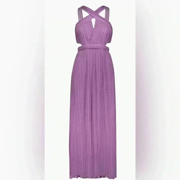 BNWT Crisscross Cut-Out pleated and lined long Gown - Picture 3 of 17